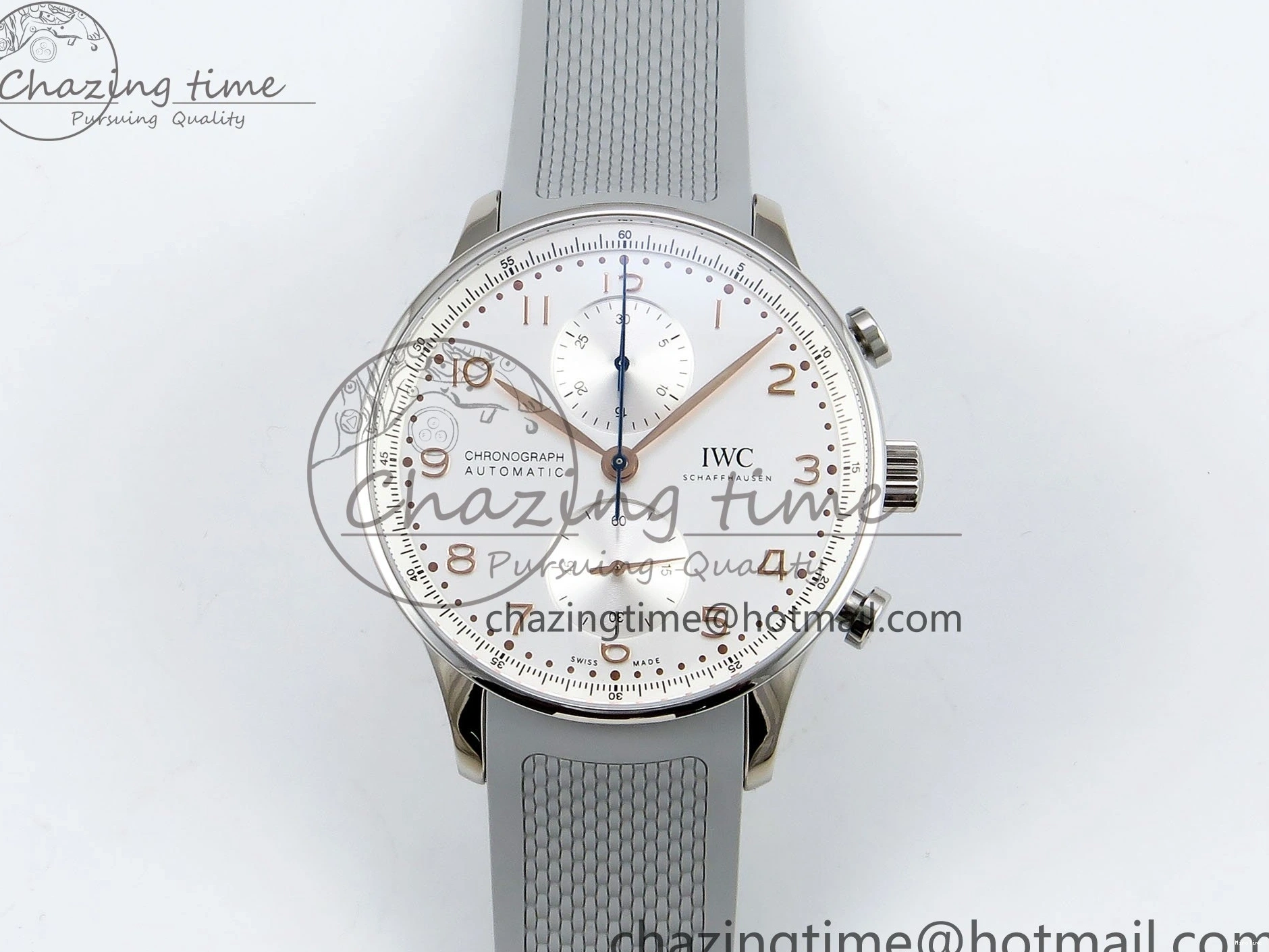 MIROTIME 0212 Portuguese Chrono IW3716 Z+F 1:1 Best Edition White Dial on Gray Rubber Strap A WrinkleFree 7014